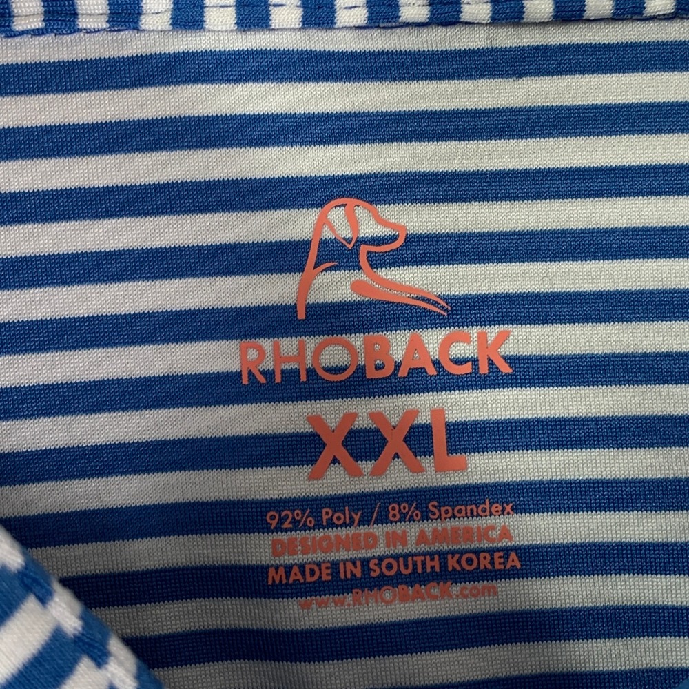 Rhoback Polo Men 2XL Blue Striped Performance Stretch Golf Preppy Modern - Picture 3 of 10